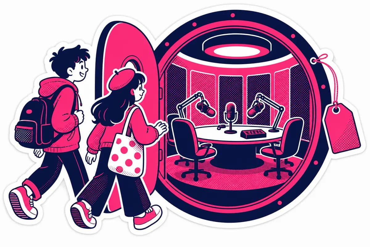 Ilustração: Visitantes em sala do Clubhouse